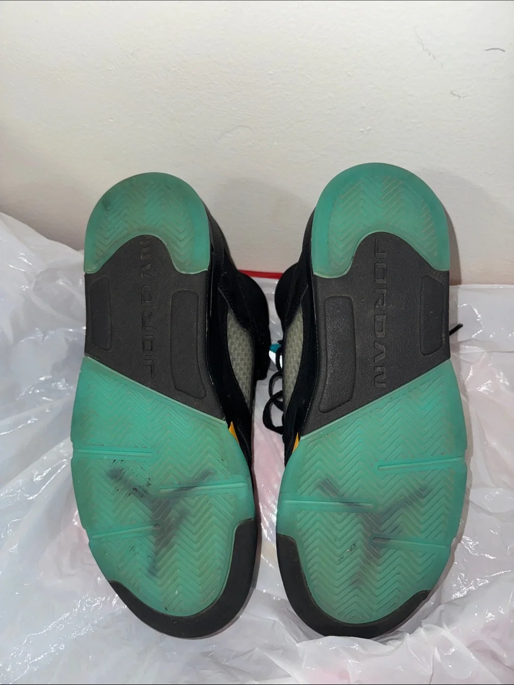 Jordan 5 Black Suede Sneakers with Teal Accents